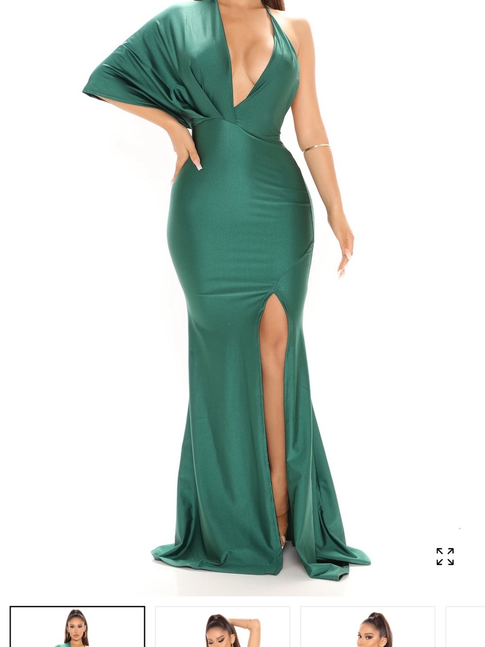 Fashion Nova Emerald Green Maxi Dress with Thigh Slit - Picture 2 of 7